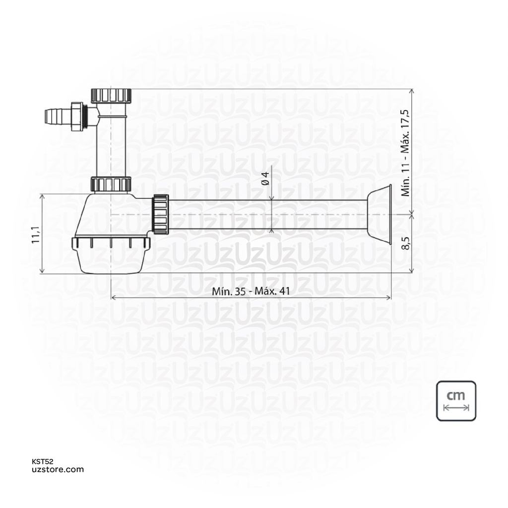 Tramontina single polypropylene 11/2 '' Bottle trap for sinks 94525/000