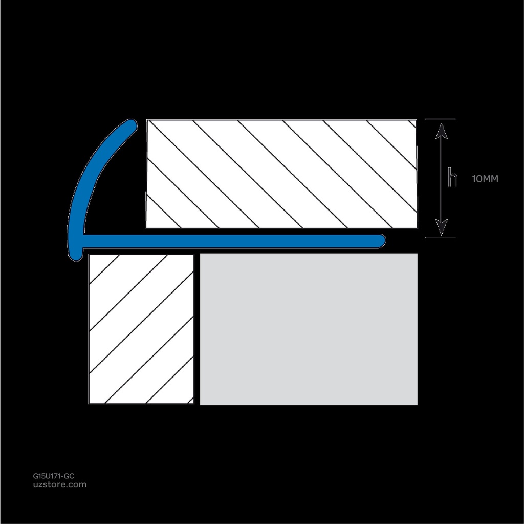 UROSHRINK Spain Tile Corner Plastic Trim 171-GC Gris Claro 10MM (ES) Light Grey