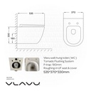 Vlavu wall-hung toilet ( WC ) Tornado Flushing System P-trap: 180mm roughing-in UF seat & cover  535*360*355mm CB.16.0109