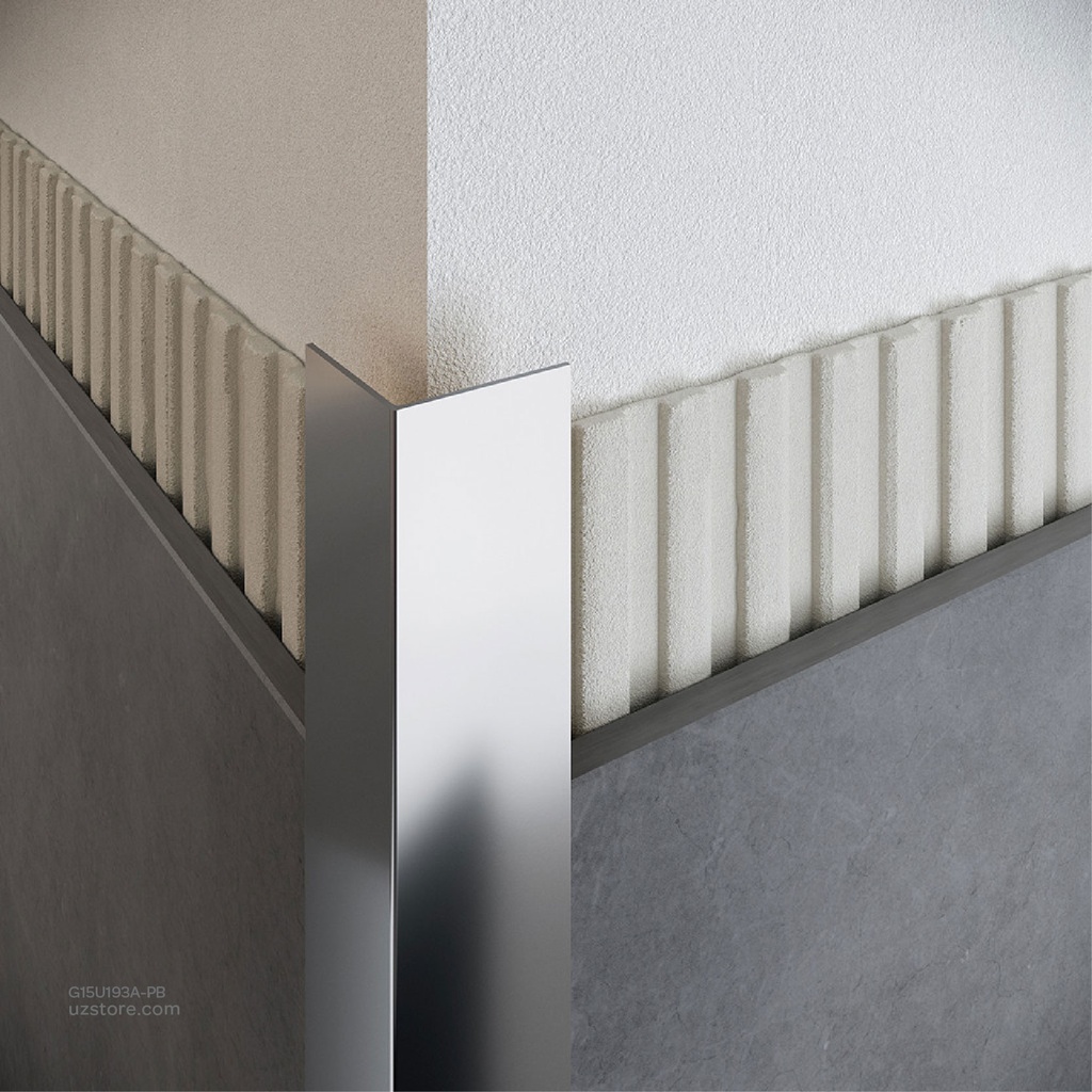 UROSHRINK Spain Tile Corner Steel Trim 193A-PB Plata Brillo 25*25MM (ES) Bright Silver