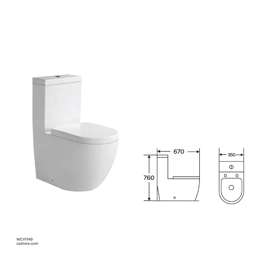 Vlavu WC one piece ( Toilet ) , S-Trap: 250mm, Torando Flushing,  , UF seat cover 670*350*760mm  CB.12.0002T