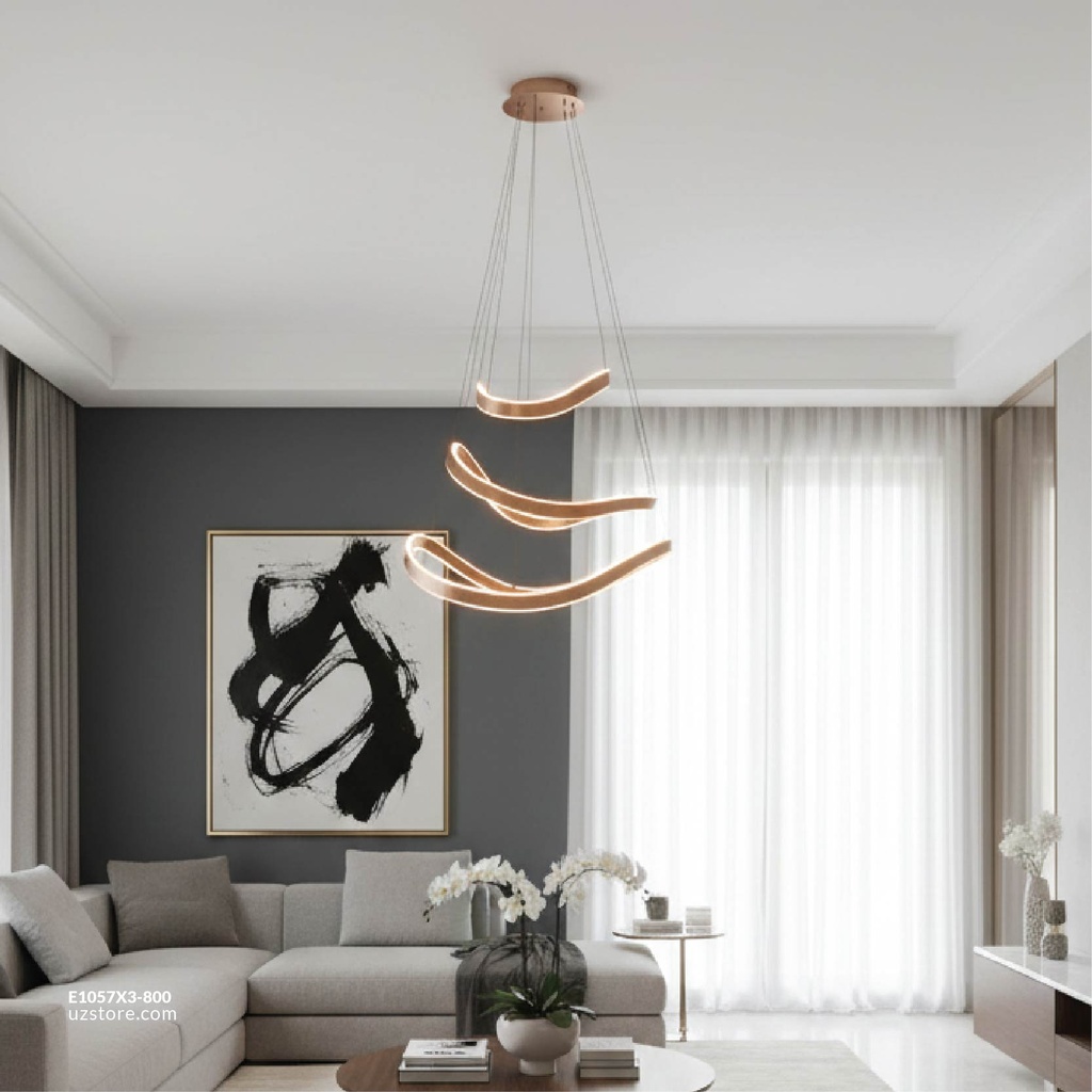 Uzstore OPTARA Pendant Light - 800×1 , 600×1 , 400×1 , H 3000K, Stainless steel, Brushed rose gold 22518-4+6+8  E1057X3 800-07.jpg