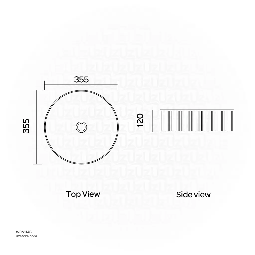 Uzstore Vlavu Art Basin Counter top mounting 355 x355 x120mm WCV1146-02.webp