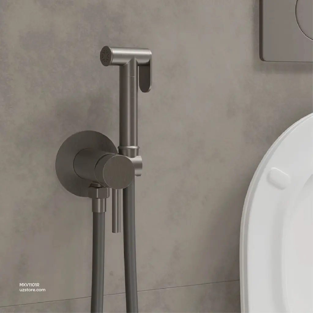 Uzstore Vlavu Concealed Shattaf Set – Cold Hot Water Mixer, Sprayer, 1.2m PVC Hose – Gun Grey – E-A65012K MXV1101R-02.webp