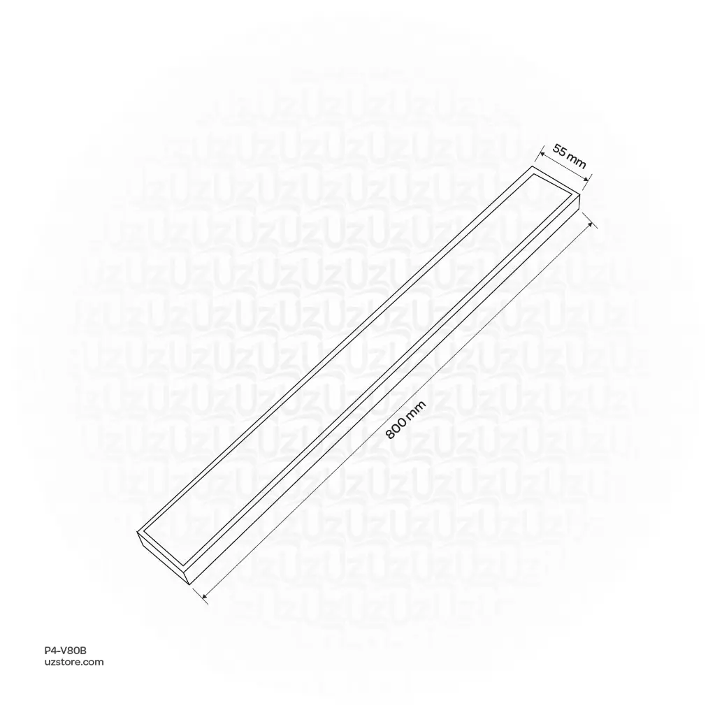 Uzstore  Vlavu Linear Drainer (SUS304) – Outlet 50mm (2Inch), Drainage Accessory, 55×800mm, Matt Black P4-V80B-04.webp