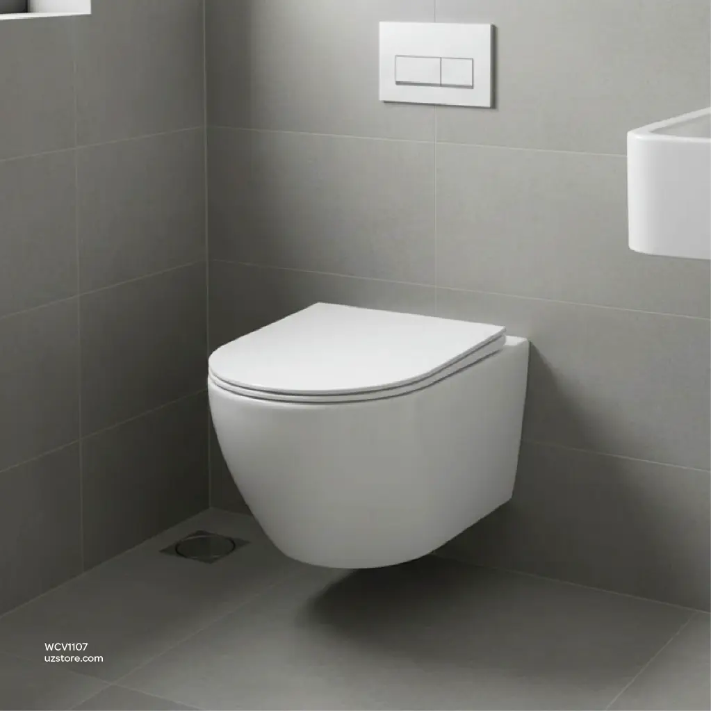 UzstoreVlavu Wall-Hung WC – P-trap 180mm, UF Cover & Seat, 535×365×350mm, Glossy White – CB.16.0101  WCV1107-03.webp