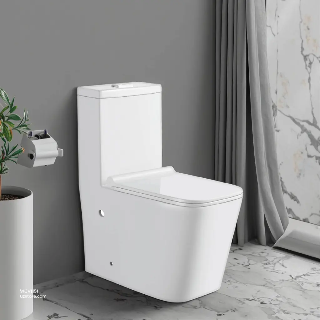 Uzstore Vlavu One-Piece WC (Washdown Flushing) – S-trap 250mm, PP Cover & Seat, 670×360×800mm, Glossy White – CB.12.0141 WCV1151-03.webp