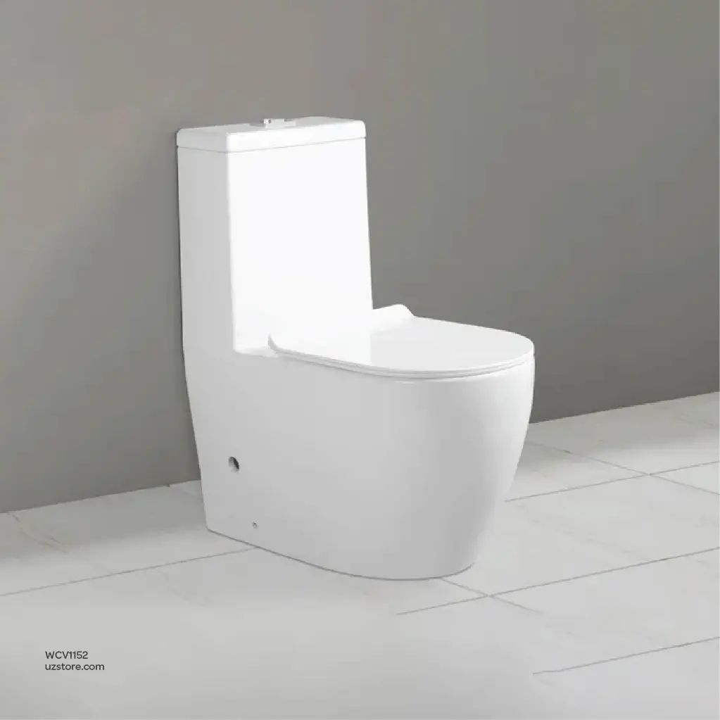 Uzstore Vlavu One-Piece WC (Washdown Flushing) – S-trap 250mm, PP Cover & Seat, 700×380×810mm, Glossy White – CB.12.0142  WCV1152-03.webp