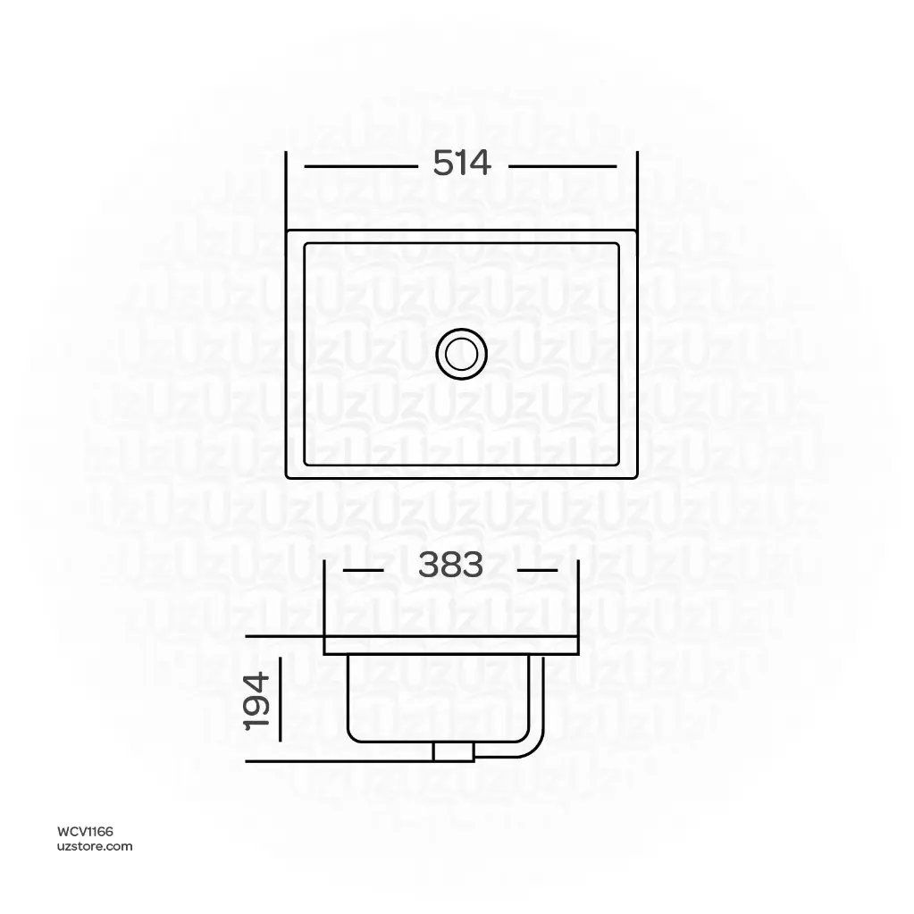Uzstore  Vlavu Under Counter Basin – 514×383×194mm, Glossy White – CB.19.0014 WCV1166-02.webp