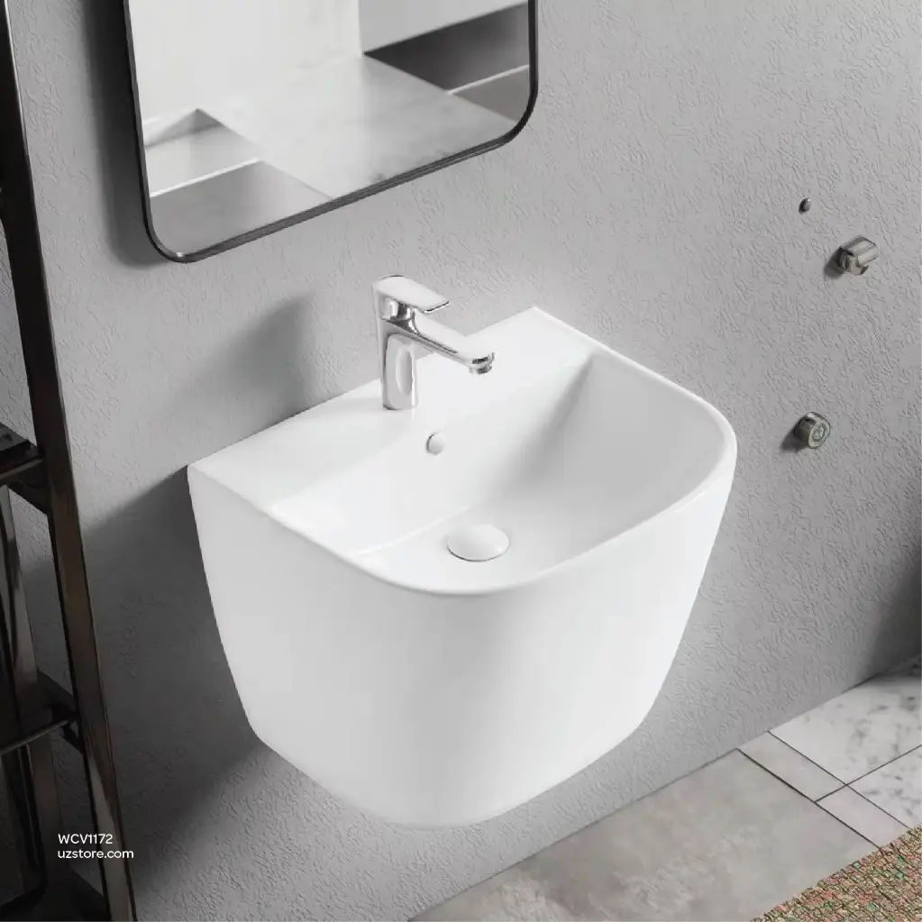 Uzstore Vlavu Wall-Hung One-Piece Basin – Fixing to Wall, 510×430×380mm, Glossy White – 247L  WCV1172-01-03.webp