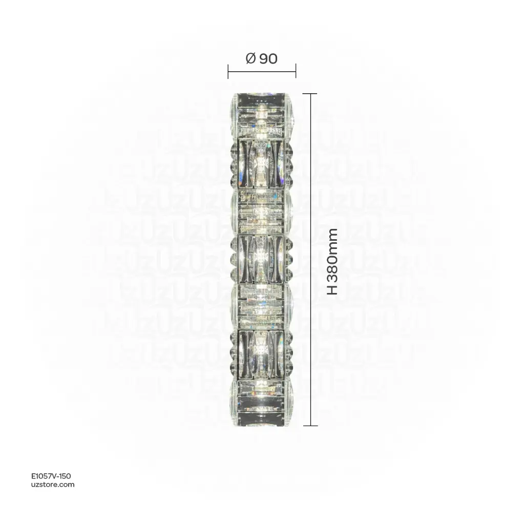 Uzstore OPTARA Wall Light - Ø 90×H380mm, 3000K, Stainless steel+Crystal, Chrome+ClearE1057G 380-01-04.webp
