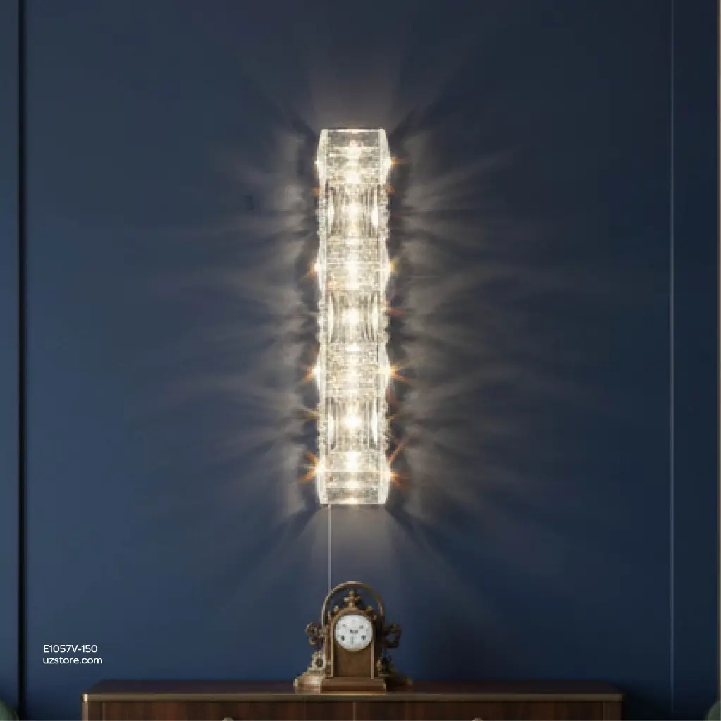 Uzstore OPTARA Wall Light - Ø 90×H380mm, 3000K, Stainless steel+Crystal, Chrome+ClearE1057G 380-01-03.webp