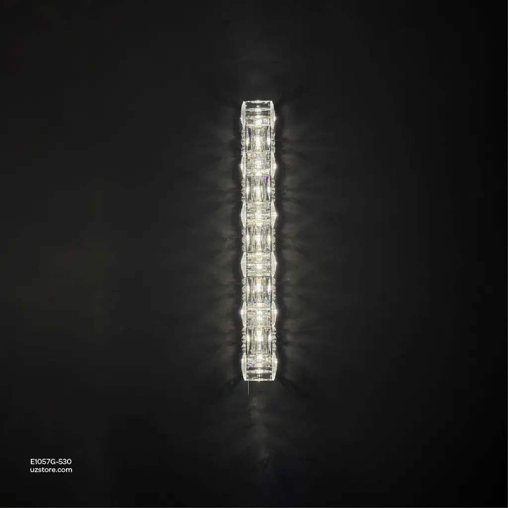 Uzstore OPTARA Wall Light - Ø 90×H530mm, 3000K, Stainless steel+Crystal, Chrome+Clear E1057G-530-01-04.webp
