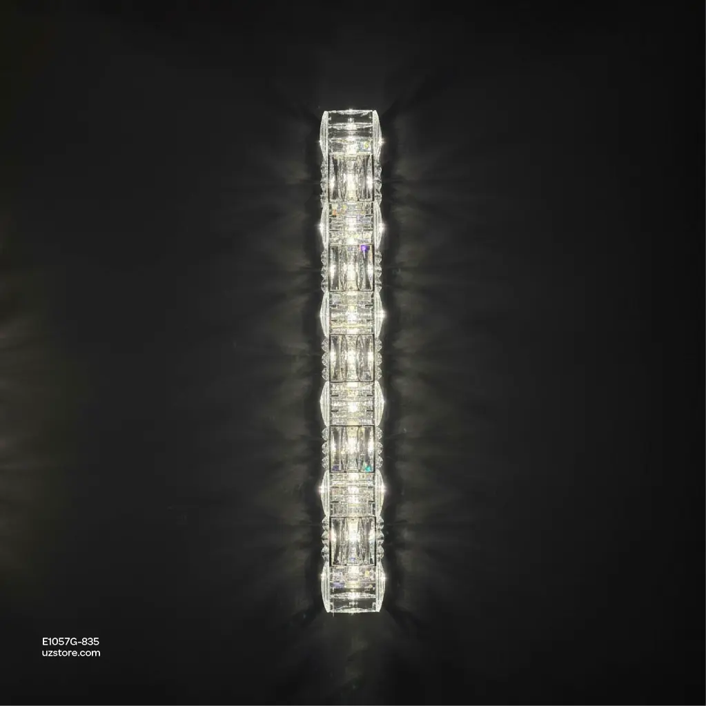 Uzstore OPTARA Wall Light - Ø 90×H835mm, 3000K, Stainless steel+Crystal, Chrome+Clear E1057G 835-01-02.webp