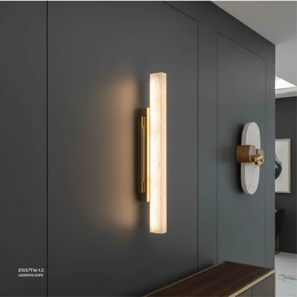Uzstore OPTARA Wall Light - L 90×W85×H1300mm, 3000K, Stainless steel+Marble, Mirror Gold BD6739-1300 E1057TW-1.3.-04.webp