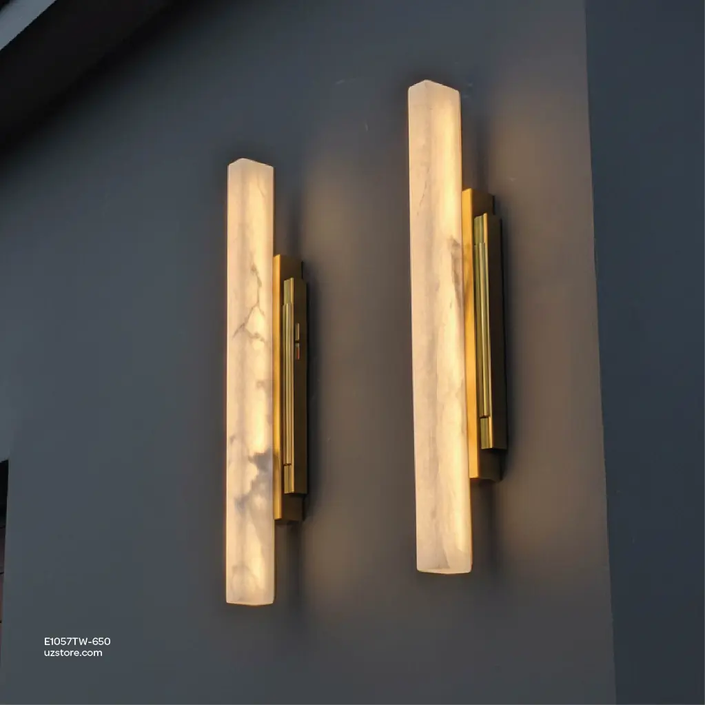 Uzstore OPTARA Wall Light - L 90×W85×H650mm, 3000K, Stainless steel+Marble, Mirror Gold BD6739-650 E1057TW-650-03.webp