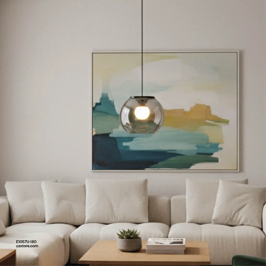 UzstoreOPTARA Pendant Light - Ø 180×H2500mm, 3000K, Stainless steel+Glass+Marble, Grey D33098-180-1L E1057U-180-03.webp