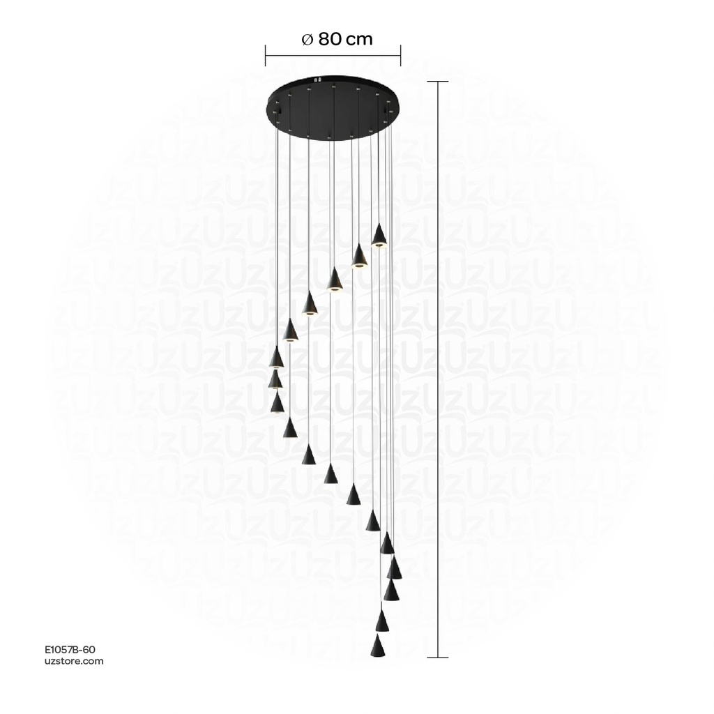 Uzstore Double Height Spiral Chandelier (Black), Ø80cm, 160W, 3000K , MD2762S-55  E1057B-60-01.webp