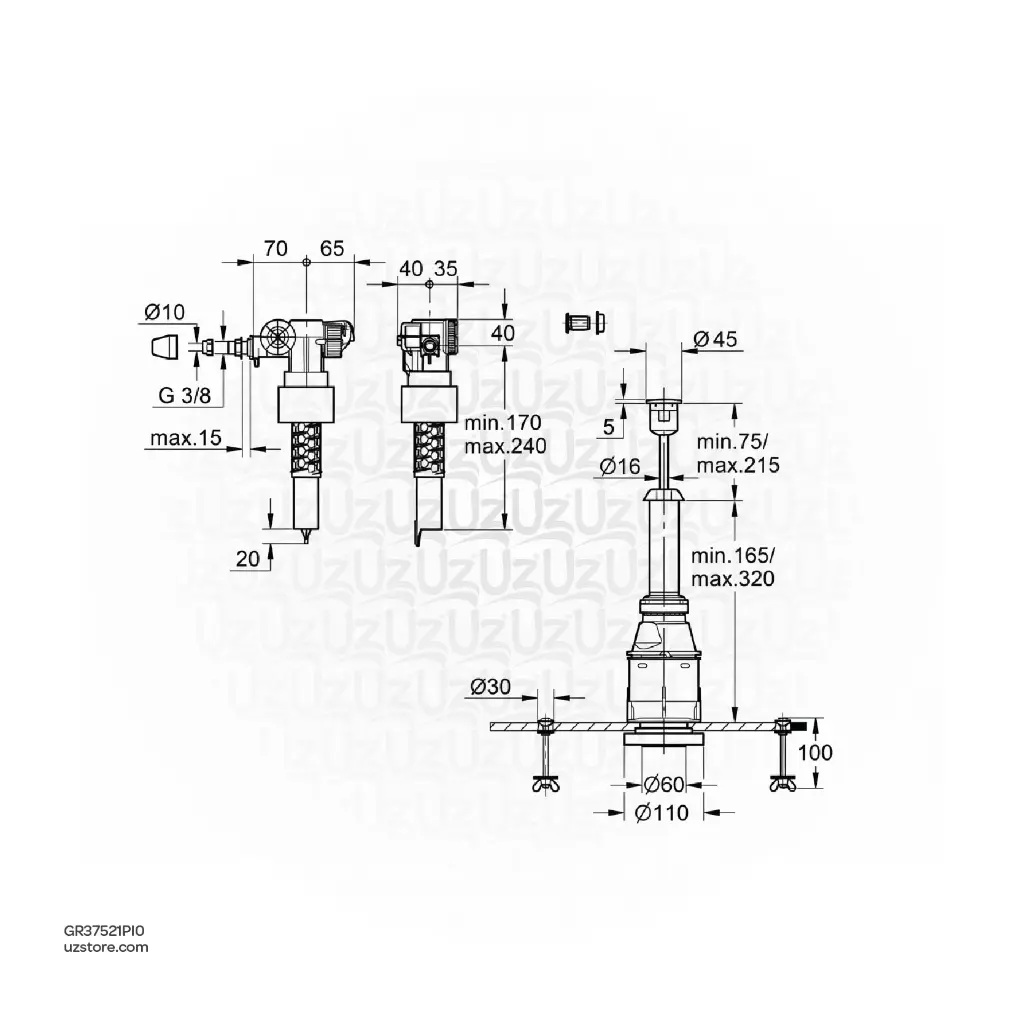 Uzstore GROHE Servo-set , 37521PI0 , matt chrome chrome  GR37521PI0-02.webp