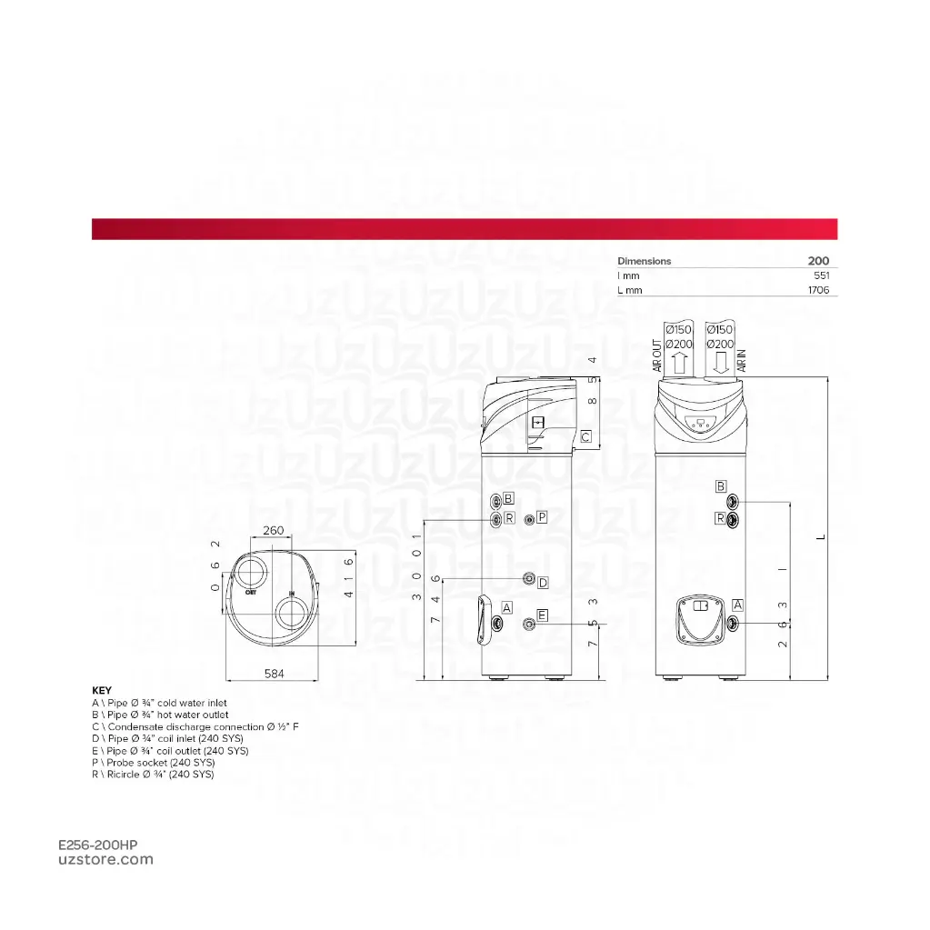 Uzstore  ARISTON Nuos Primo Heat Pumps Water Heater Mono Black 200HC 200Ltr 3069696 E256-200HP-03.webp
