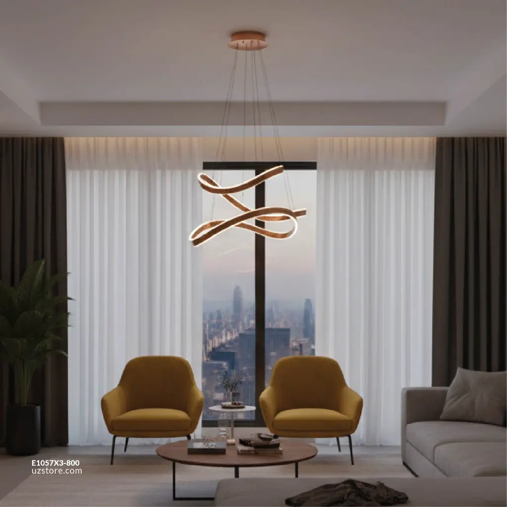 Uzstore OPTARA Pendant Light - 800×1 , 600×1 , 400×1 , H 3000K, Stainless steel, Brushed rose gold 22518-4+6+8  E1057X3 800-09.webp