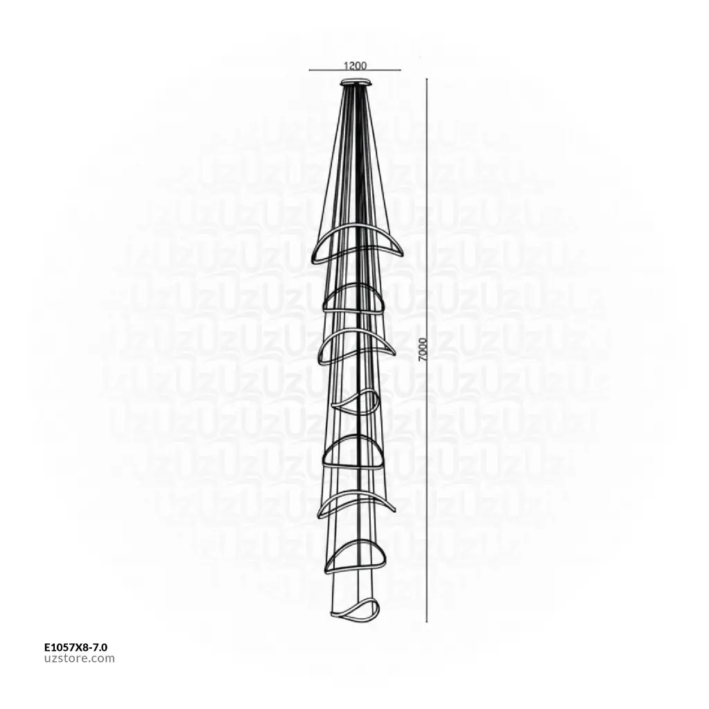 Uzstore OPTARA Pendant Light - Ø1200×1  , 1000×2 , 800×3 , 600×2  H 7000mm, 3000K, Stainless steel, Brushed rose gold 22518 12+10+10+8+8+8+6+6 E1057X8 7.0-13-13.webp