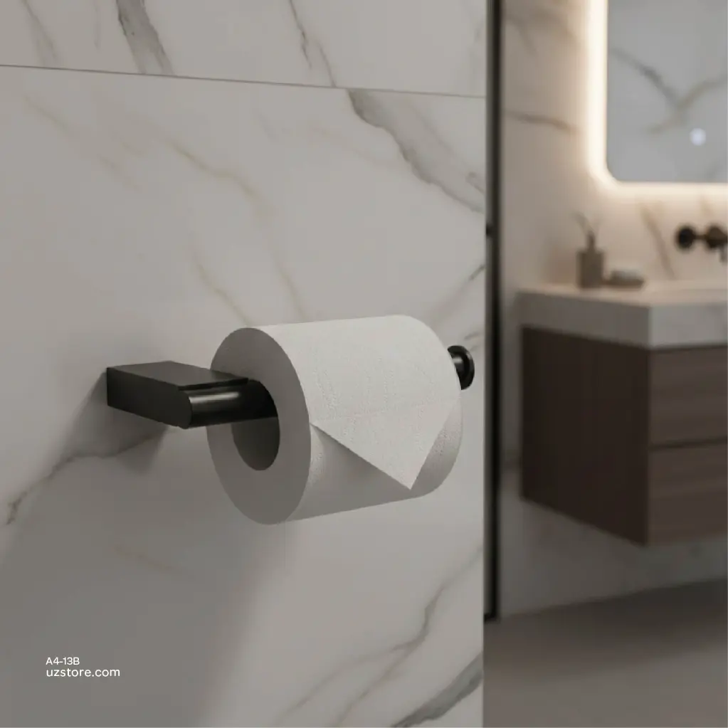 Uzstore Black Paper holder 17.5x8x2.5cm Brass & stainless steel   A4-13B-03.webp