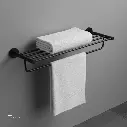 Uzstore Black Double towel rack 64.5x21x11cm Brass & stainless steel JM02B  A4-16B-03.webp