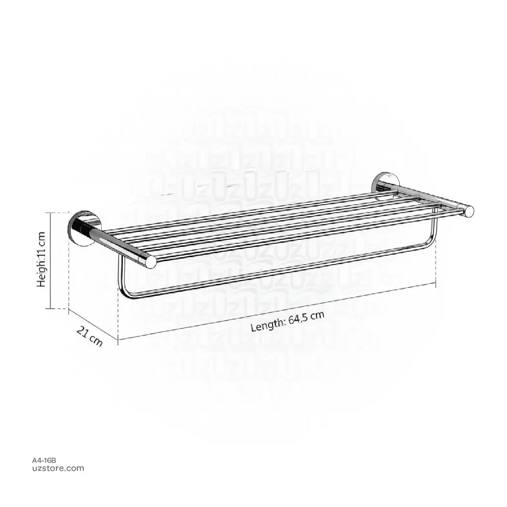 Uzstore Black Double towel rack 64.5x21x11cm Brass & stainless steel JM02B  A4-16B-02.webp