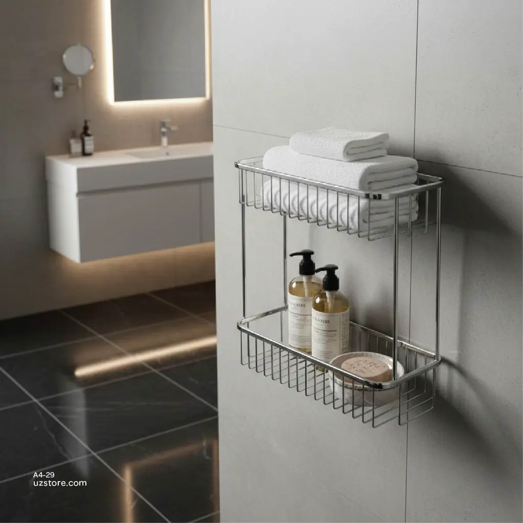 Uzstore Double Tiers Basket 30.5x14.5x36cm Brass & stainless steel FM2230 A4-29-03.webp