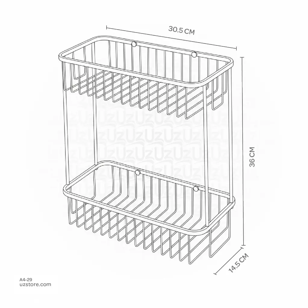 Uzstore Double Tiers Basket 30.5x14.5x36cm Brass & stainless steel FM2230 A4-29-02.webp