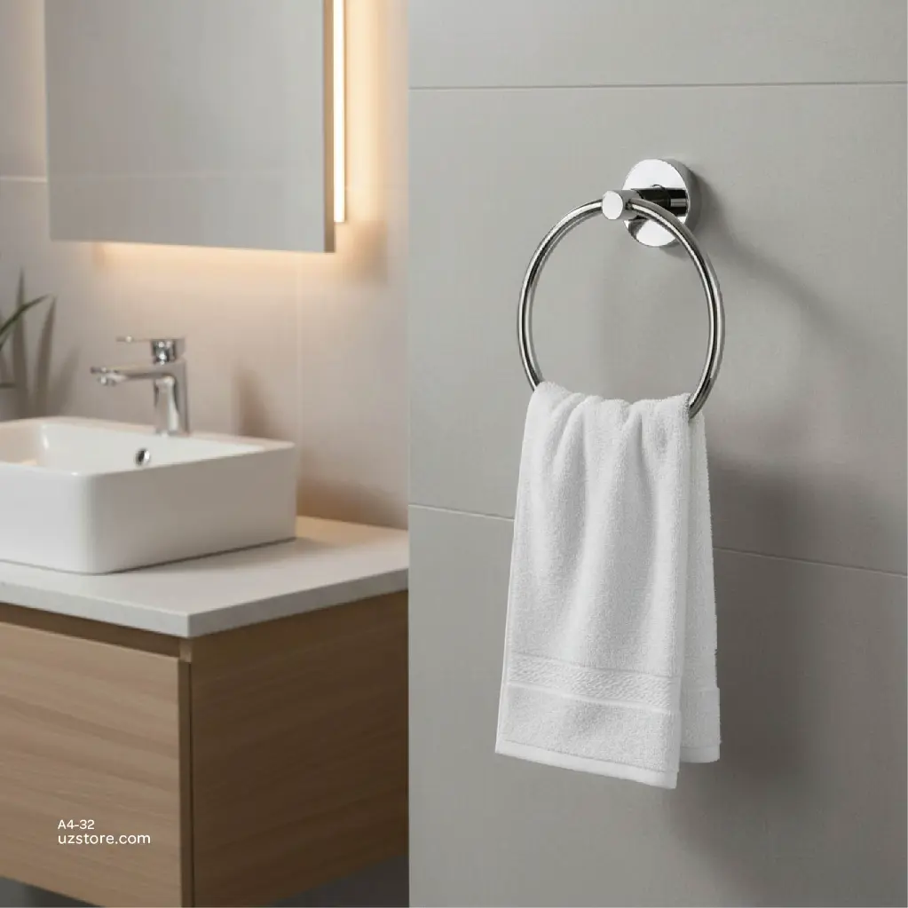 Uzstore Chromed Towel ring Brass & stainless steel   A4-32-02.webp