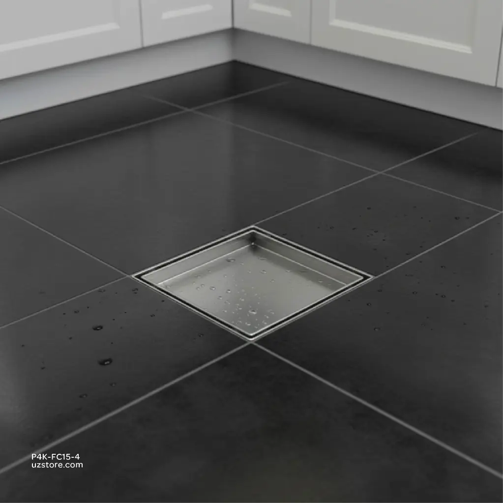 Uzstore MADAN Stainless Steel Floor Drain Ceramic 150x150 MM FC 15-4 P4K-FC15-4-01-04.webp