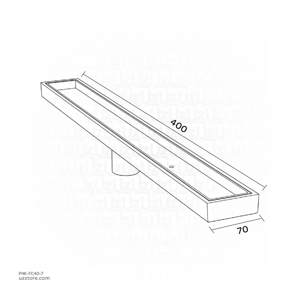 Uzstore MADAN Stainless Steel Linear Floor Drain Ceramic 400x70 MM FC 40-7  P4K-FC40-7-02.webp