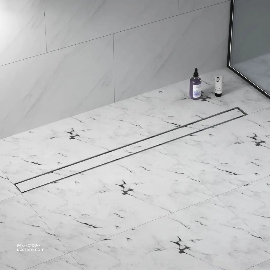 Uzstore  MADAN Stainless Steel Linear Floor Drain Ceramic 1000 x 70 MM 1 Meter FC 100-7 P4K-FC100-7-02.webp