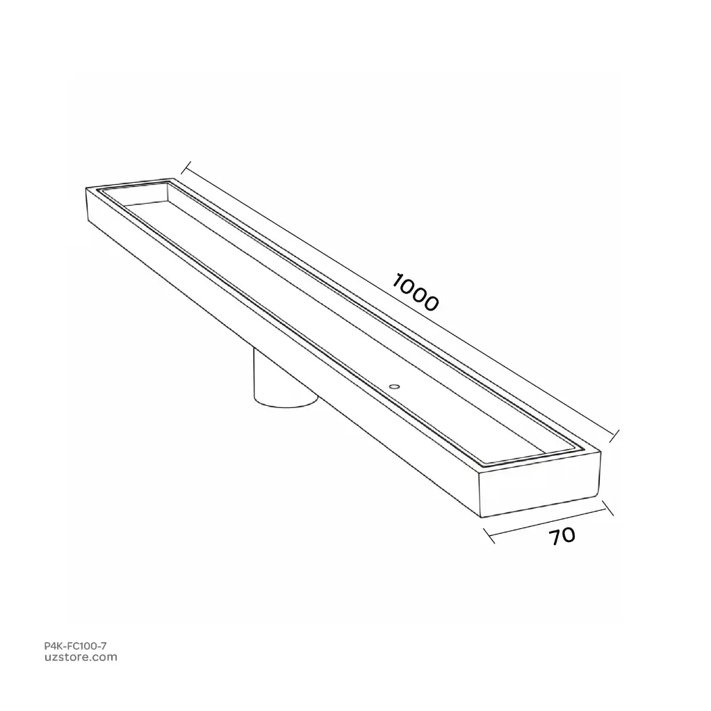 Uzstore  MADAN Stainless Steel Linear Floor Drain Ceramic 1000 x 70 MM 1 Meter FC 100-7 P4K-FC100-7-04.webp