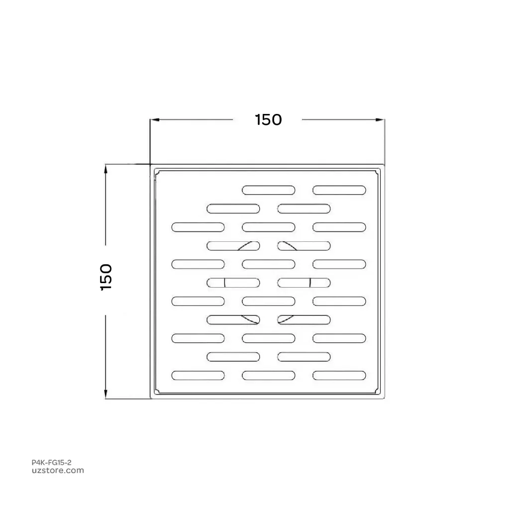 Uzstore MADAN Stainless Steel Floor Drain Grating 150x150 MM FC 15-2 P4K-FG15-2-02.webp