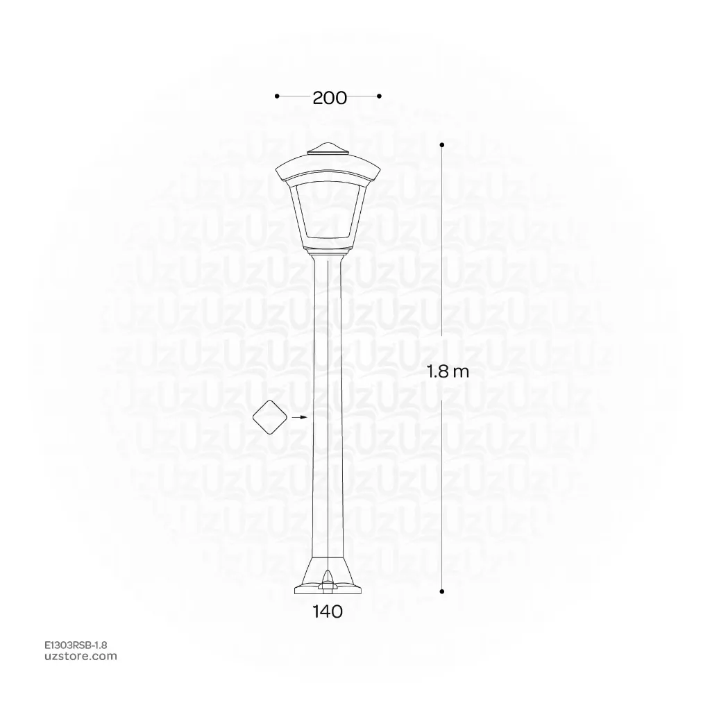 Uzstore FUMAGALLI GIAFAA ROBY Black Clear E27 LED 6W 2.7K POLE 1.8 Meter  Made in Italy E1303RSB-1.8-02.webp