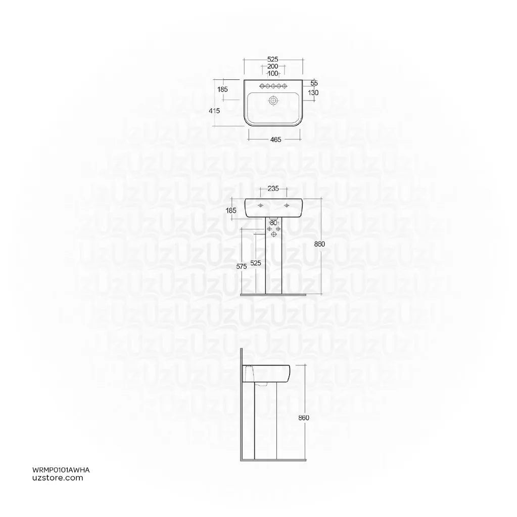 uzstore.com RAK Ceramic  Metropolitain Wash Basin 52CM MP0101AWHA  WRMP0101AWHA-03.webp