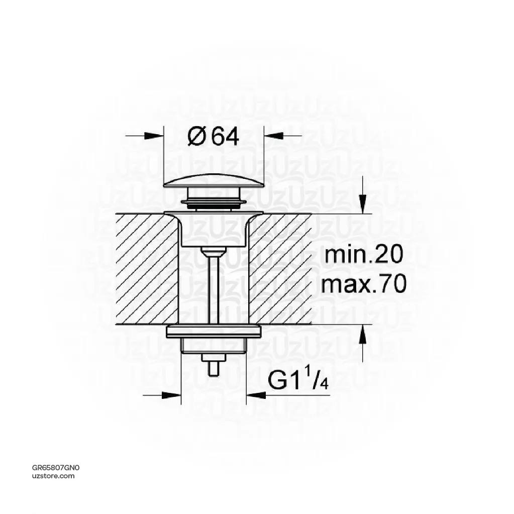 Uzstore  GROHE Waste set with push-open plug , 65807GN0 , brushed cool sunrise GR65807GN0-02.webp