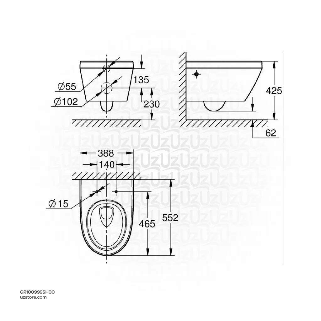 Uzstore GROHE Euro Ceramic 2.0 Toilet WH_TH,VN,ID,IC,SG 100999SH00  GR100999SH00-02.webp