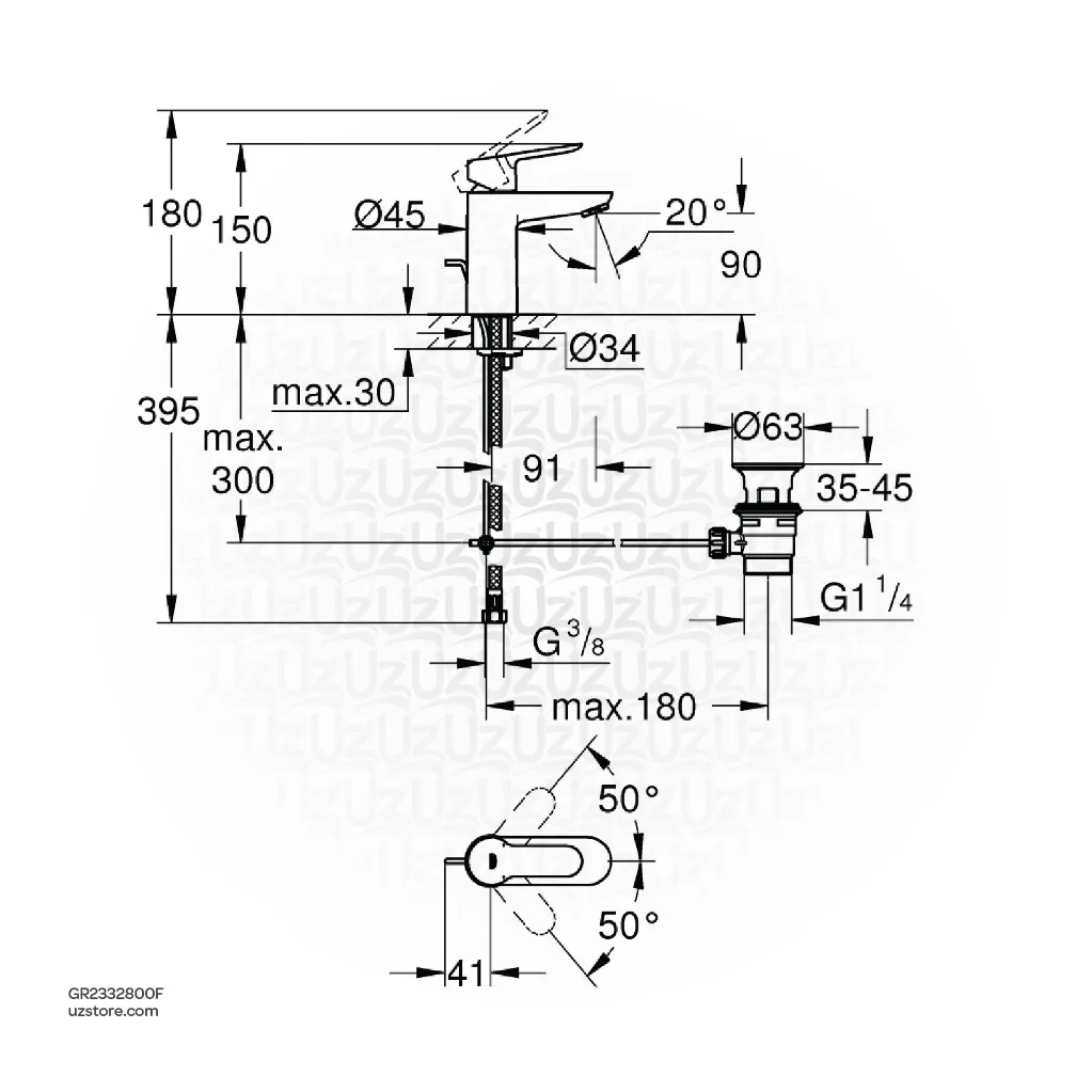 Uzstore GROHE BauEdge OHM basin S 2332800F  GR2332800F-02.webp