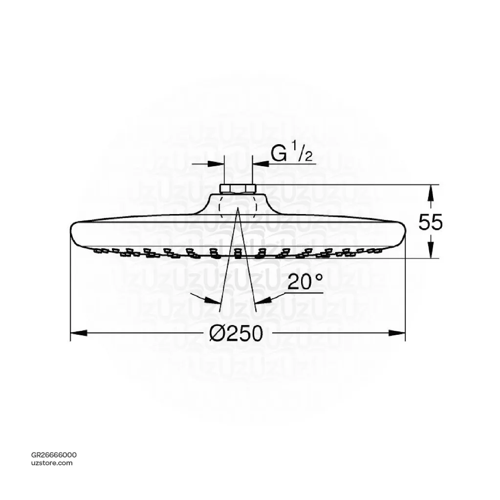Uzstore  GROHE Tempesta 250 Head shower 1 spray , 26666000 , chrome GR26666000-02.webp