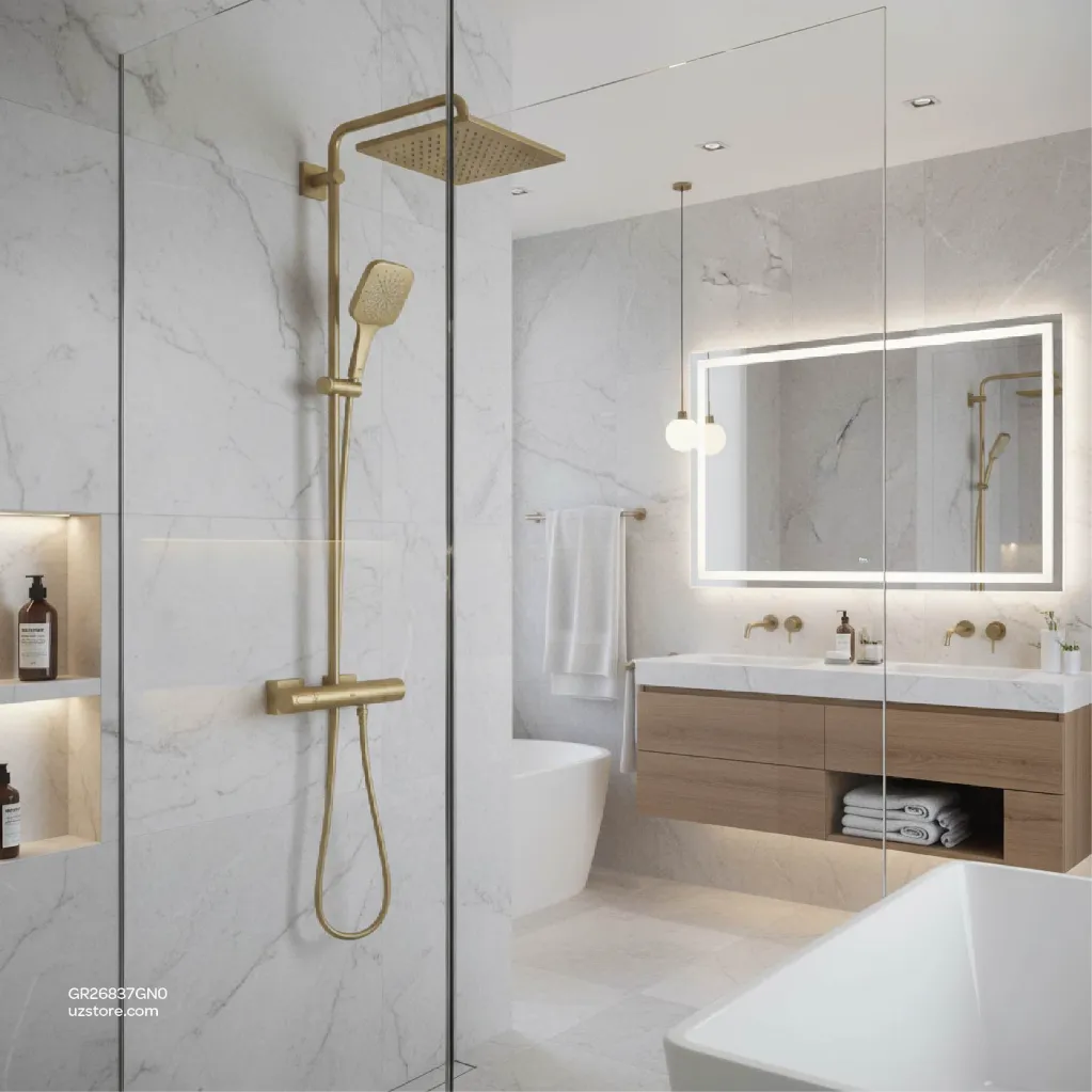 Uzstore Rainshower SmartActive 310 Cube Shower system with Safety Mixer for wall mounting GR26837GN0-03.webp