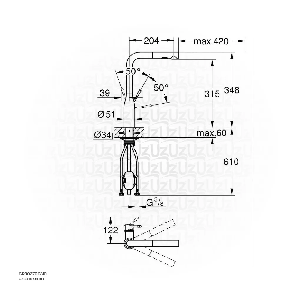 Uzstore GROHE Essence Single-lever sink mixer Half Inch , 30270GN0 , brushed cool sunrise  GR30270GN0-02.webp
