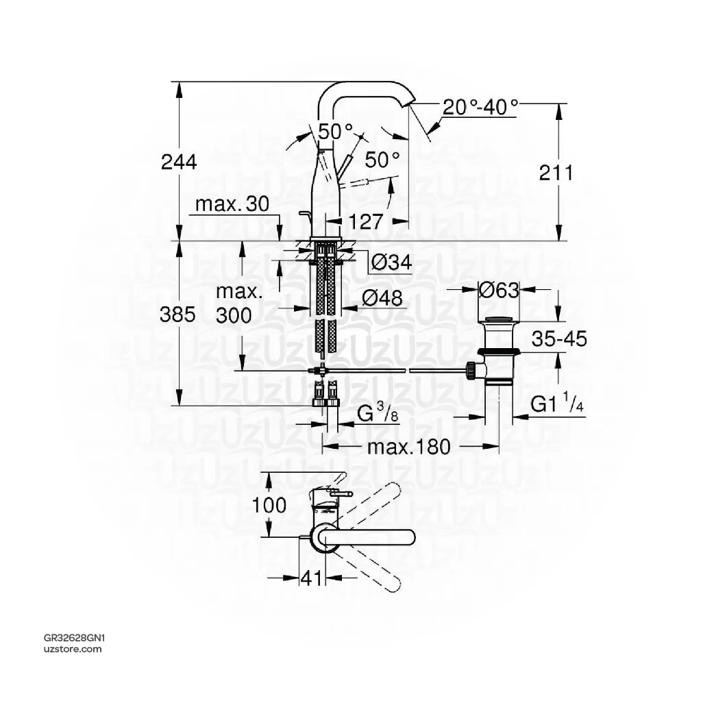 Uzstore GROHE Essence Single-lever basin mixer Half Inch GR32628GN1-02.webp