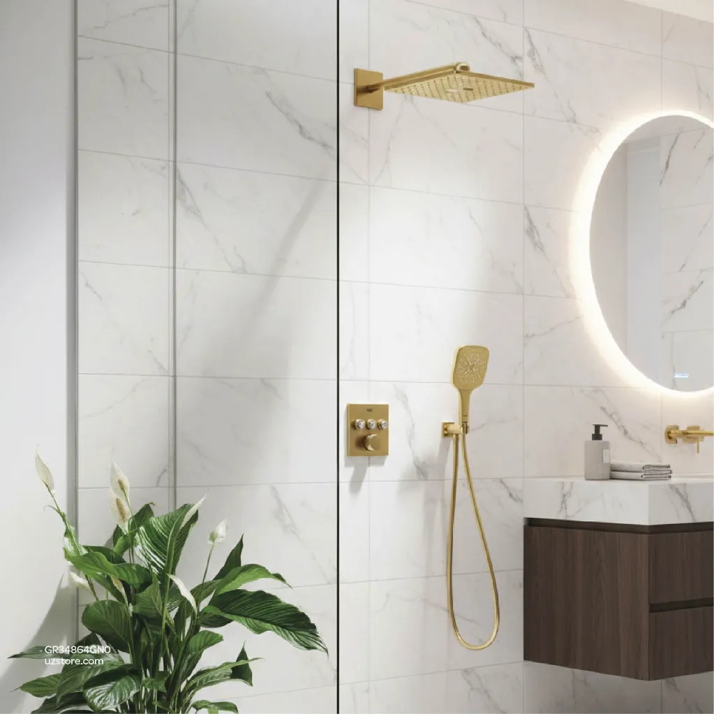 Uzstore  GROHE Grohtherm SmartControl Concealed shower system with Rainshower SmartActive 310 Cube , 34864GN0 , brushed cool sunrise GR34864GN0-04.webp