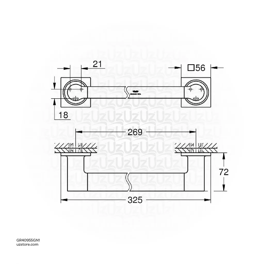 Uzstore GROHE Allure Grab rail , 40955GN1 , brushed cool sunrise  GR40955GN1-02.webp
