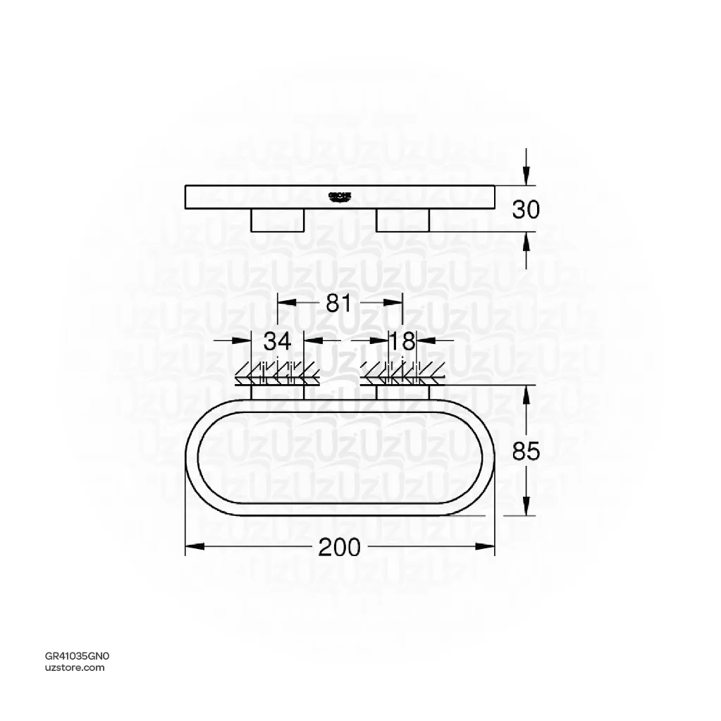 Uzstore GROHE Selection Towel ring holder , 41035GN0 , brushed cool sunrise GR41035GN0-02.webp