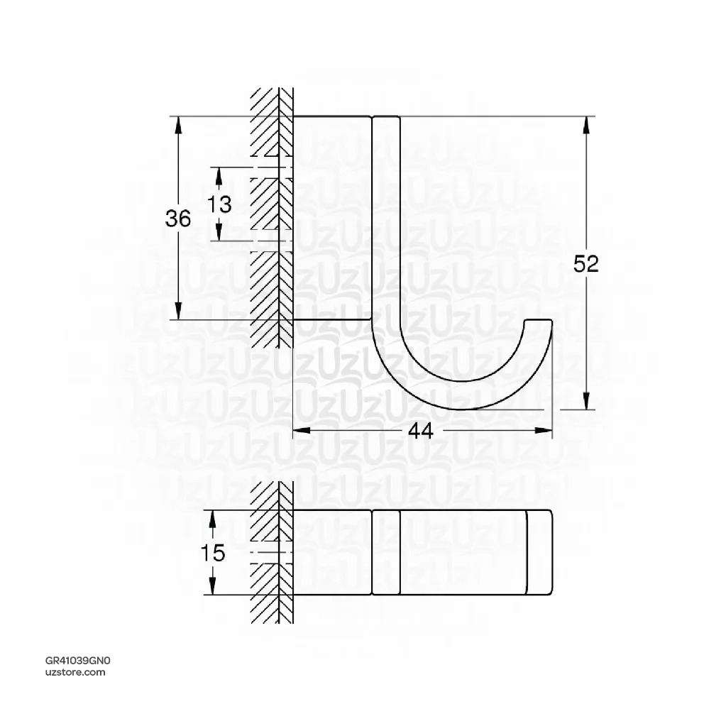 Uzstore GROHE Selection Single robe hook , 41039GN0 , brushed cool sunrise GR41039GN0-02.webp